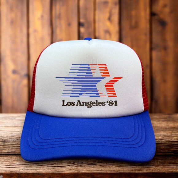 Los Angeles 1984 Olympics Unisex Trucker Hat Red Snapback Retro Baseball Cap - Picture 1 of 4